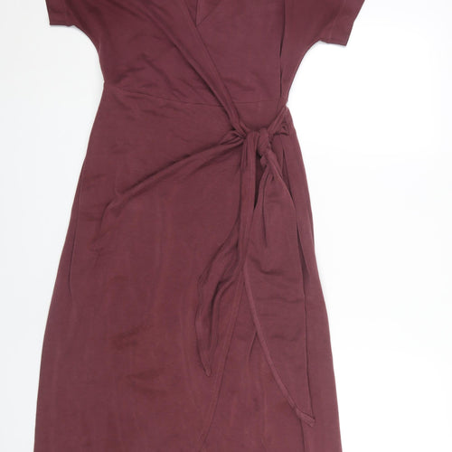 Monki Women's Brown Midi Wrap Dress in Size S