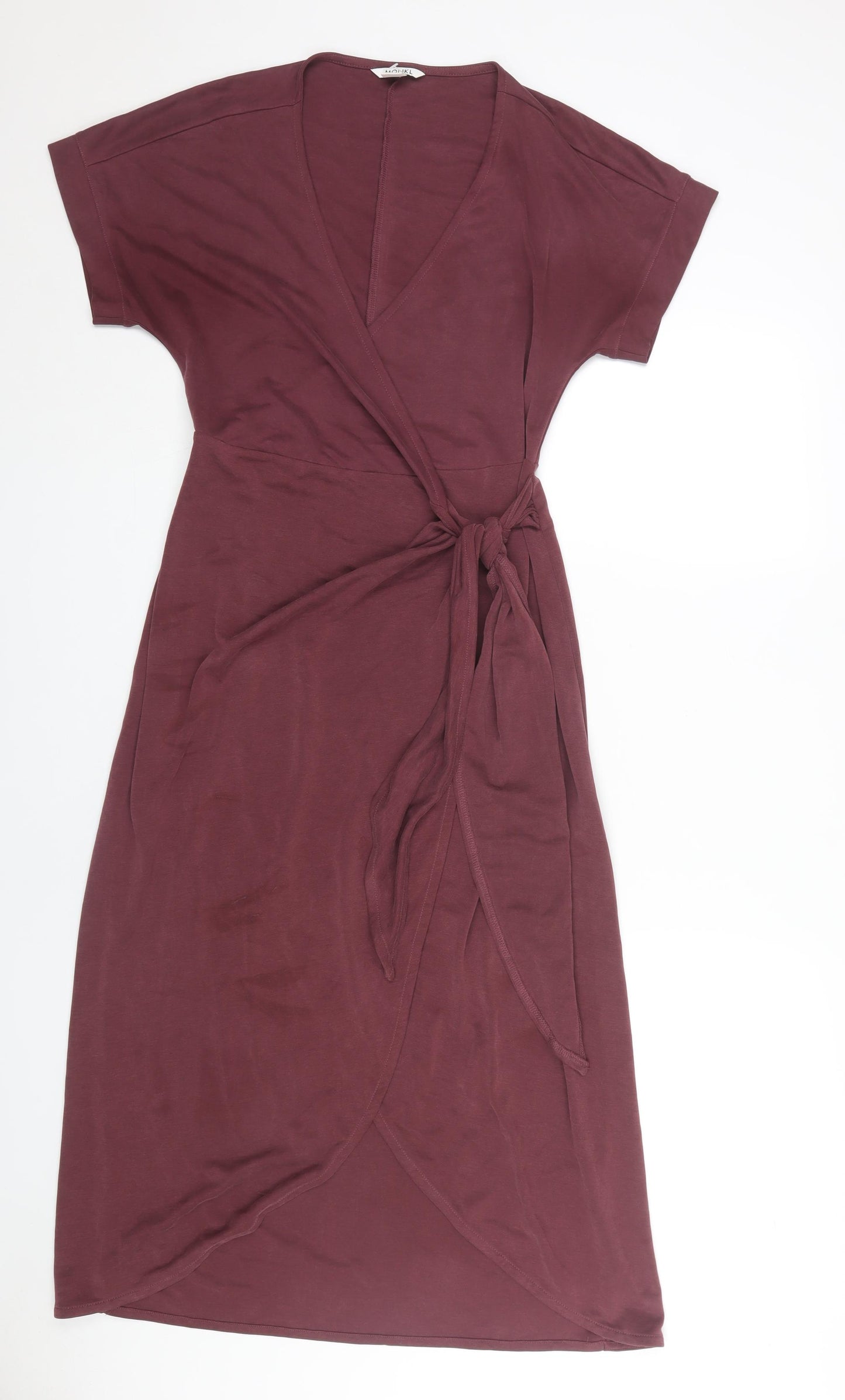 Monki Women's Brown Midi Wrap Dress in Size S