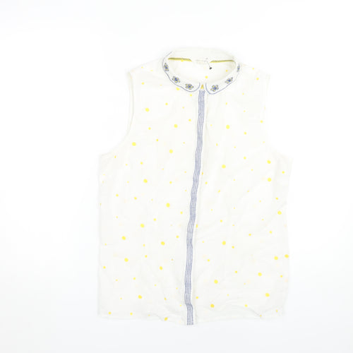 White Stuff Women's White Polka Dot Blouse Size 12