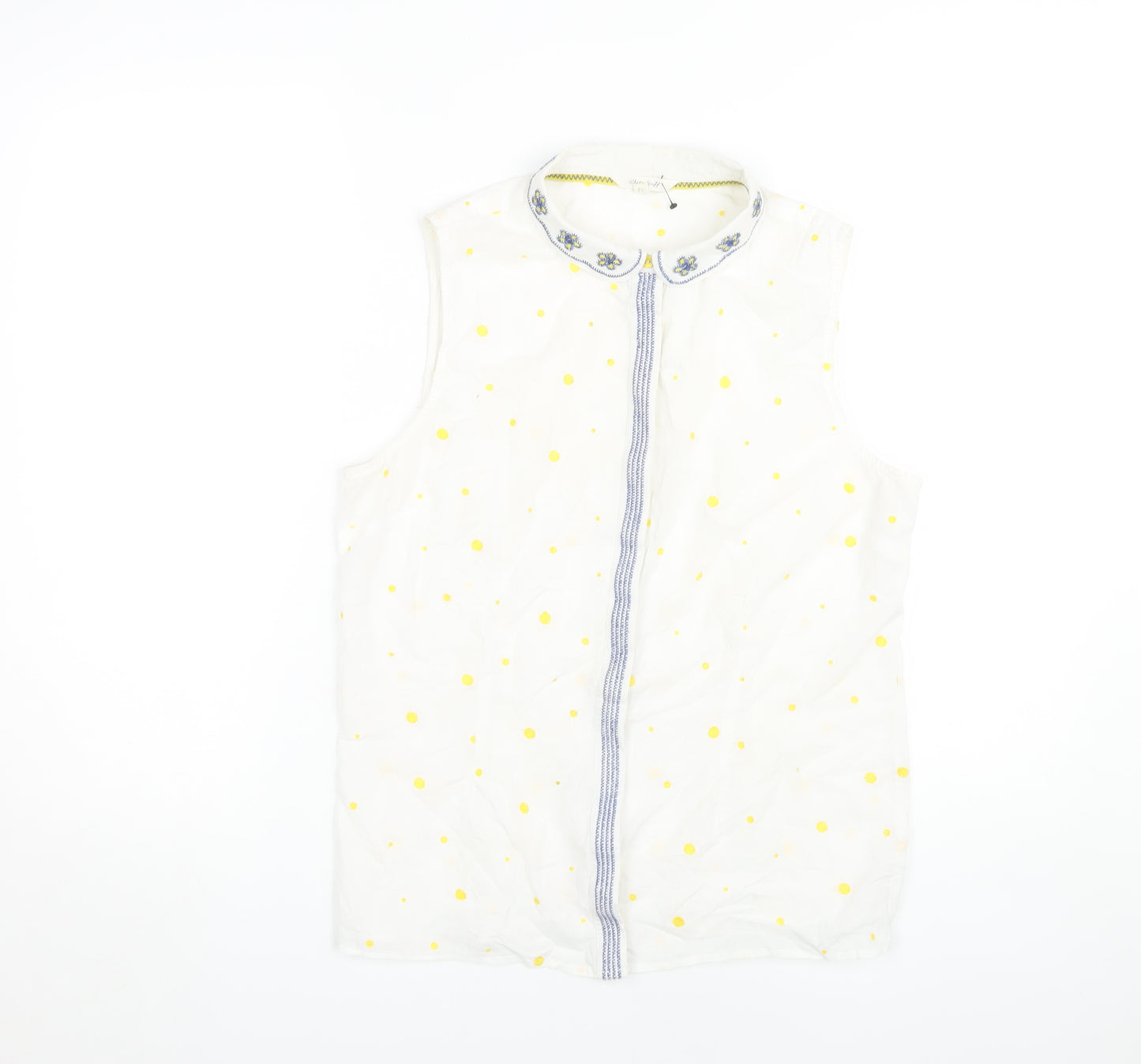 White Stuff Women's White Polka Dot Blouse Size 12