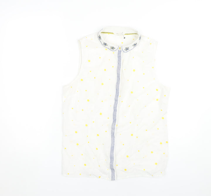 White Stuff Women's White Polka Dot Blouse Size 12