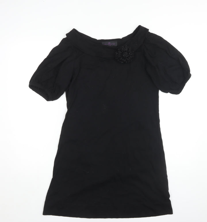 Zara Women Black T-Shirt Dress Size M Short Sleeve