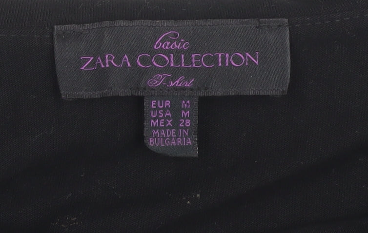 Zara Women Black T-Shirt Dress Size M Short Sleeve