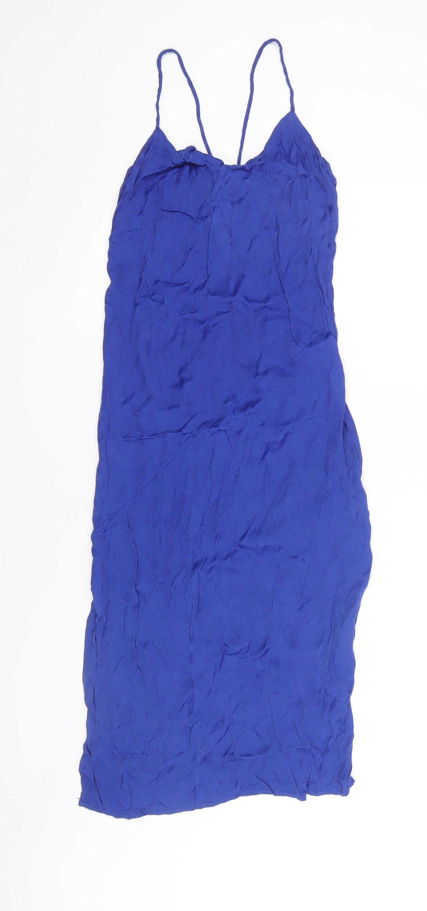 Stradivarius Women's Blue Slip Dress Size 8