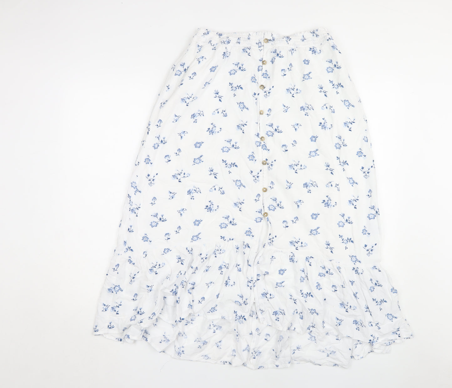 Hollister Women's White Floral A-Line Midi Skirt L