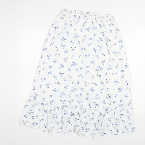 Hollister Women's White Floral A-Line Midi Skirt L