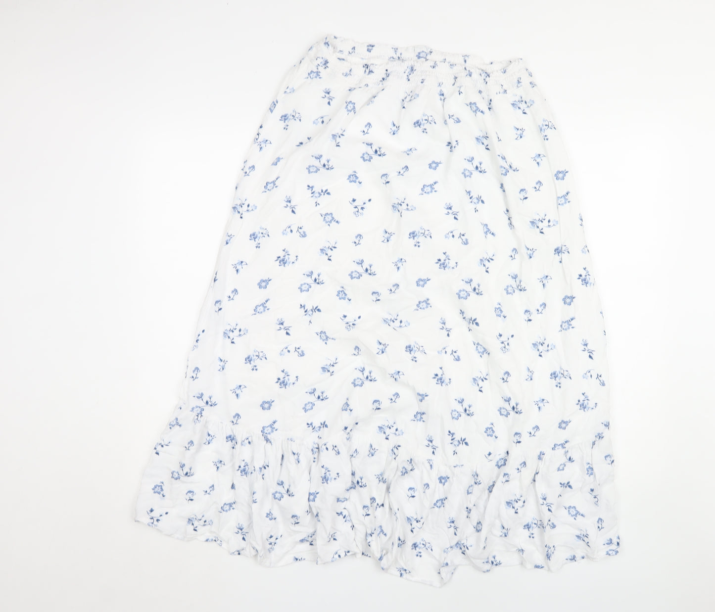 Hollister Women's White Floral A-Line Midi Skirt L