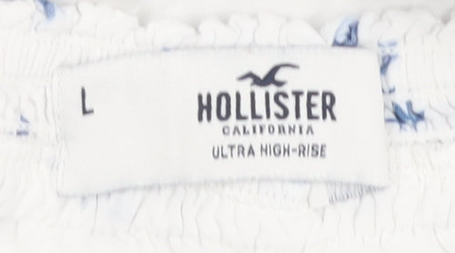 Hollister Women's White Floral A-Line Midi Skirt L