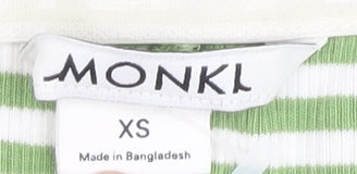 Monki Women's Green Striped Off Shoulder Dress XS