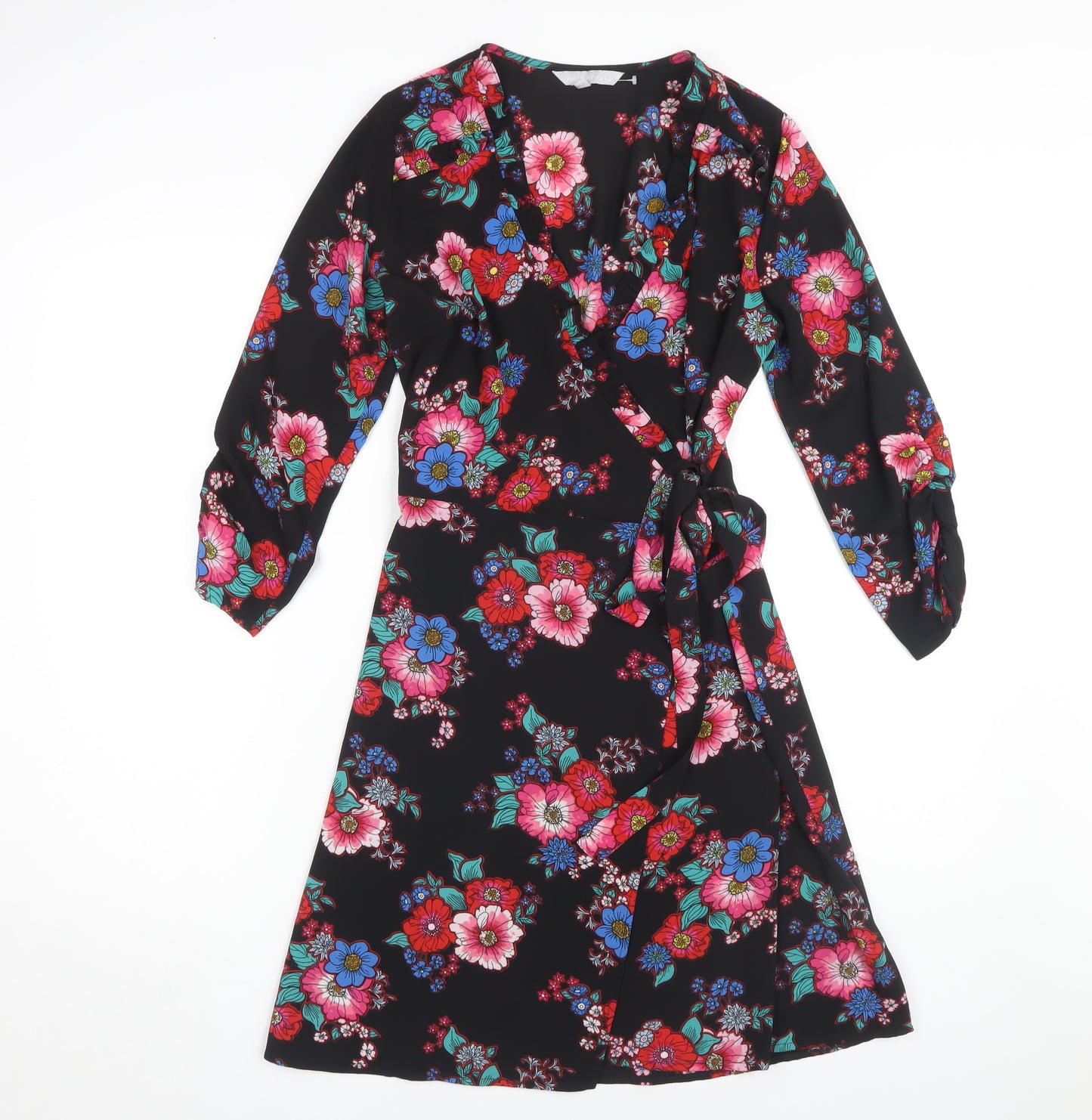 Red Herring Women's Multicoloured Floral Wrap Dress Size 10