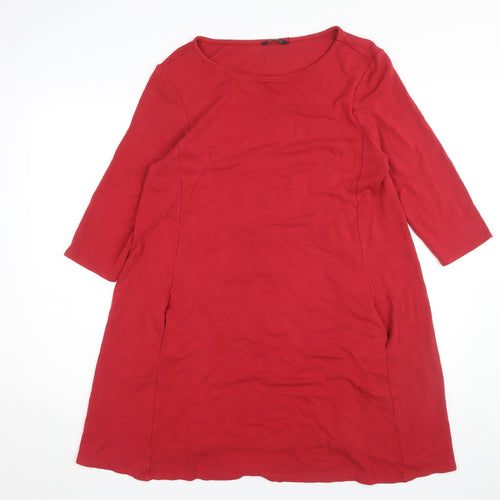 Roman Women's Red Dress Size 14 Round Neck