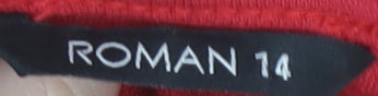 Roman Women's Red Dress Size 14 Round Neck