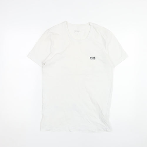 Hugo Boss Men's White Cotton Logo T-Shirt Size S