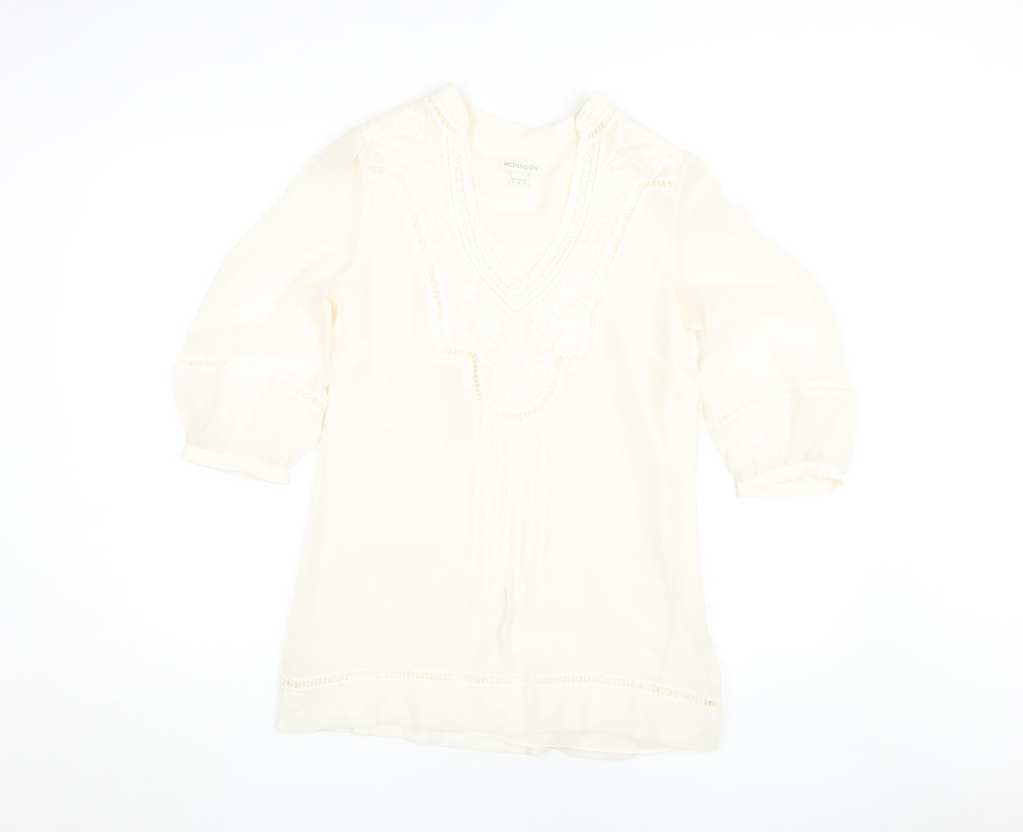 Monsoon Women's Ivory Tunic Blouse Size 8 Regular