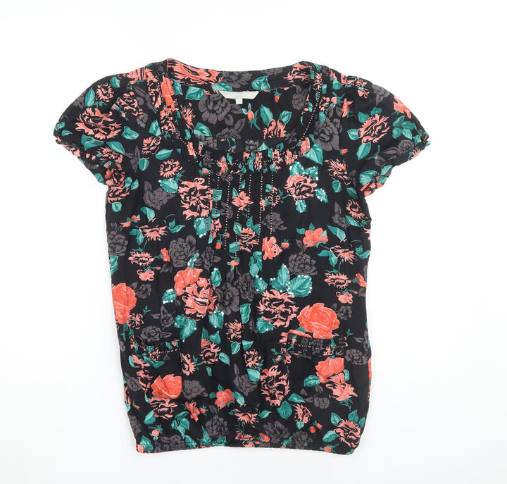 Red Herring Women's Black Floral Blouse, Size 40