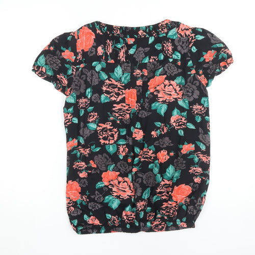 Red Herring Women's Black Floral Blouse, Size 40