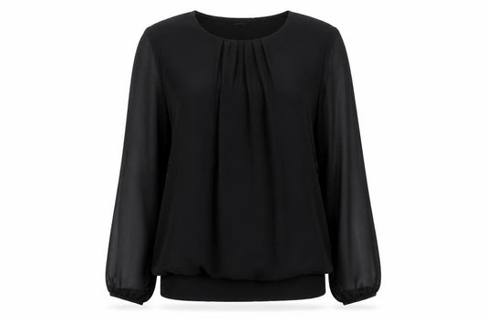 Front view of Roman Women's Black Long Sleeve Blouse, size 12