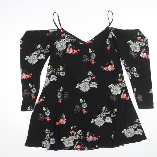 AX Paris Women's Black Floral A-Line Dress Size 14