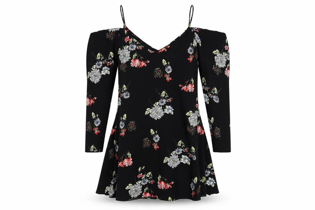 AX Paris Women's Black Floral A-Line Dress Size 14