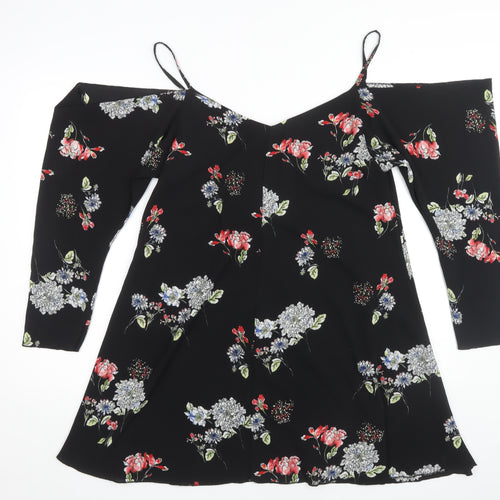 AX Paris Women's Black Floral A-Line Dress Size 14