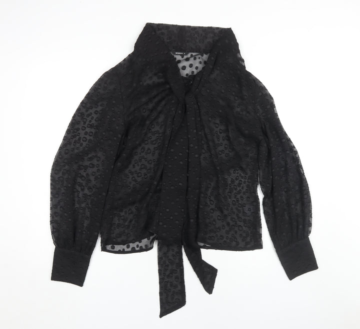 Roman Originals Women Black Polka Dot Blouse Size 14