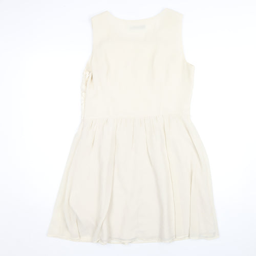 Oasis Women's Ivory A-Line Embroidered Dress Size 14