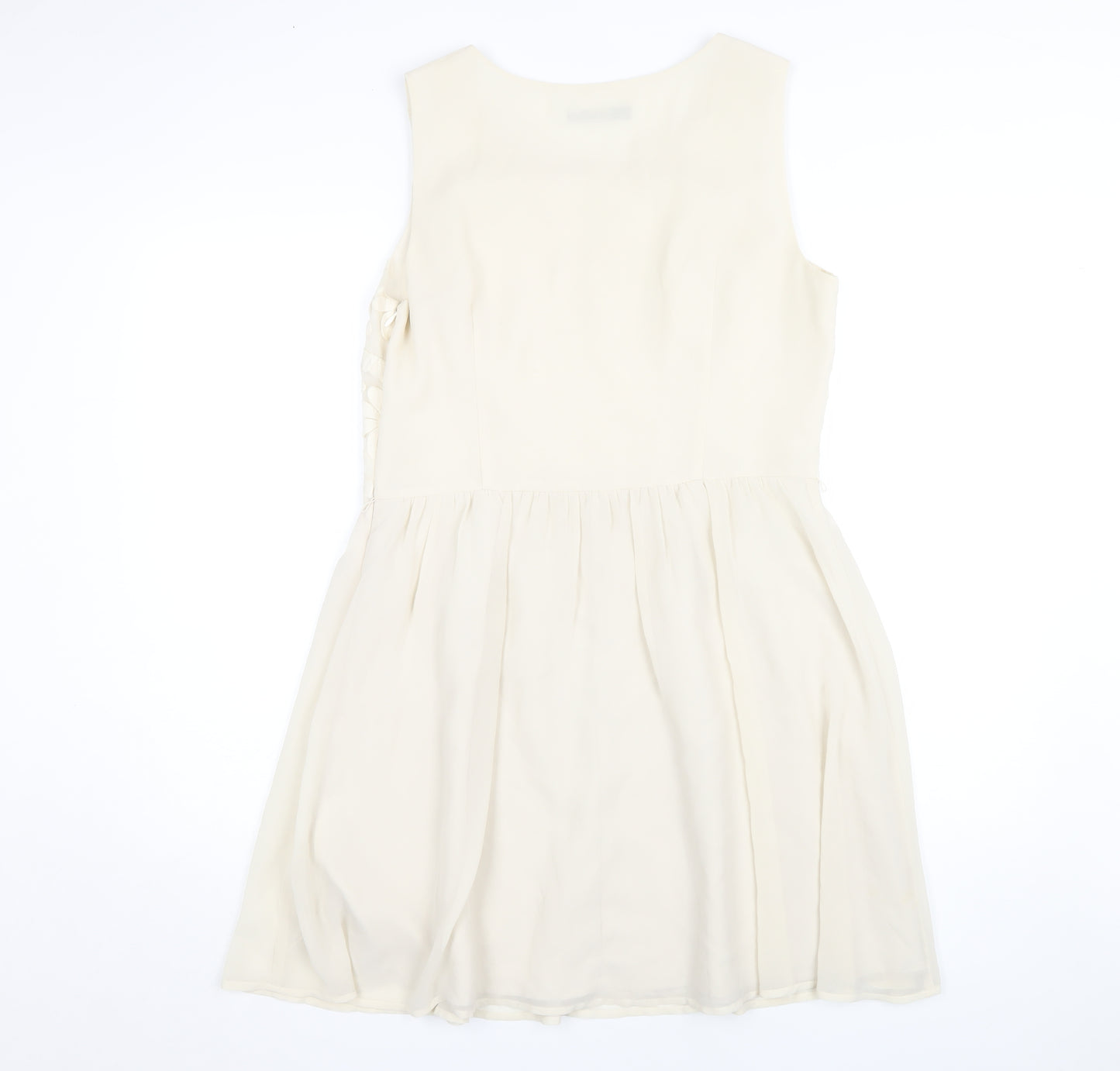 Oasis Women's Ivory A-Line Embroidered Dress Size 14