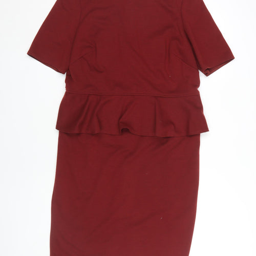 Marks and Spencer Women's Red Peplum Pencil Dress Size 18