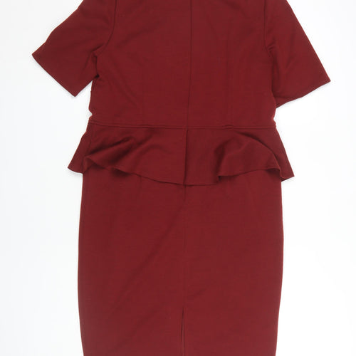 Marks and Spencer Women's Red Peplum Pencil Dress Size 18