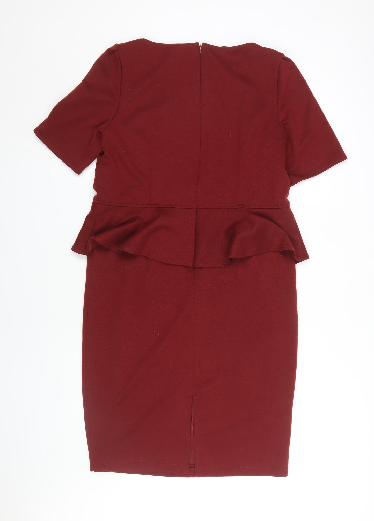 Marks and Spencer Women's Red Peplum Pencil Dress Size 18