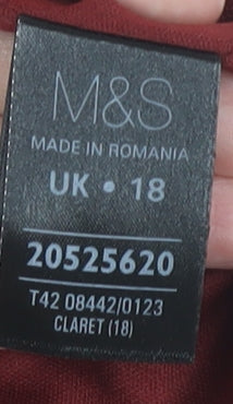 Marks and Spencer Women's Red Peplum Pencil Dress Size 18