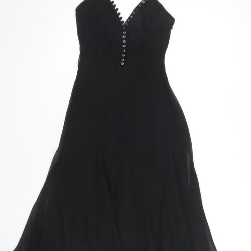 Karen Millen Women’s Black Silk A-Line Midi Dress UK 8