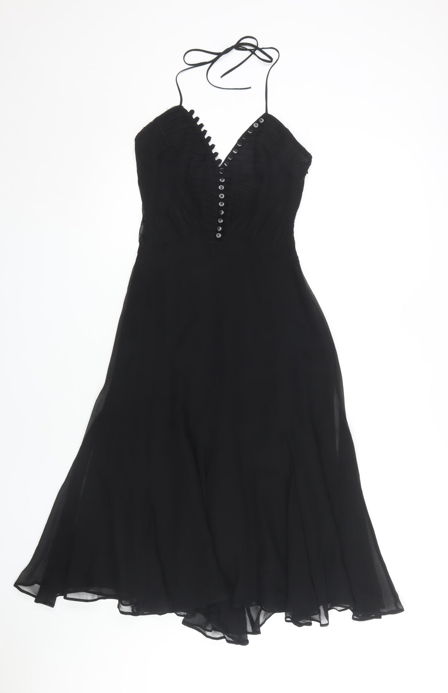 Karen Millen Women’s Black Silk A-Line Midi Dress UK 8