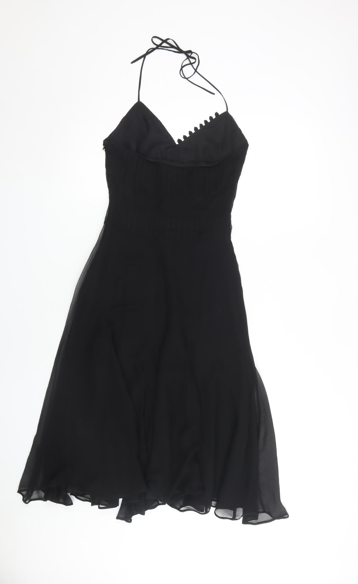 Karen Millen Women’s Black Silk A-Line Midi Dress UK 8