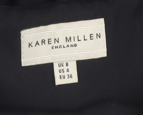Karen Millen Women’s Black Silk A-Line Midi Dress UK 8