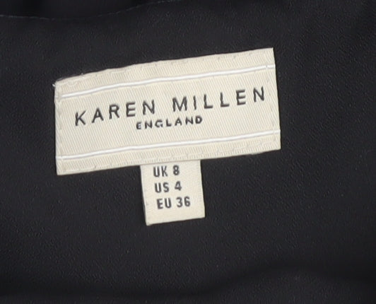 Karen Millen Women’s Black Silk A-Line Midi Dress UK 8