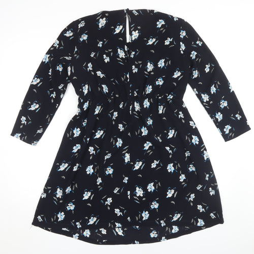 Pins & Needles Women's Black Floral Shift Dress, Size S, Long Sleeve