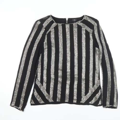 River Island Women's Black Striped Top Size 8