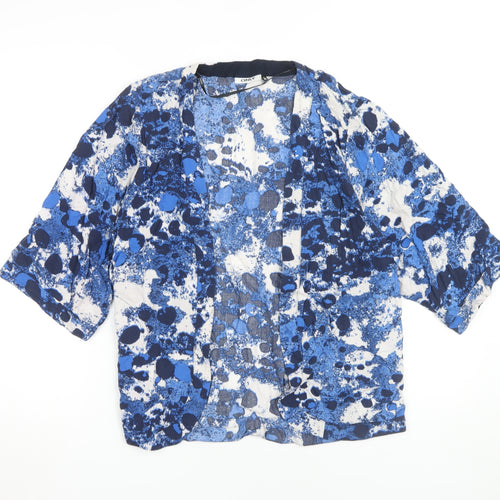 ONLY Women's Blue Geometric Top Size 6, 3/4 Sleeve Open Front