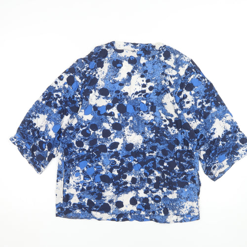 ONLY Women's Blue Geometric Top Size 6, 3/4 Sleeve Open Front