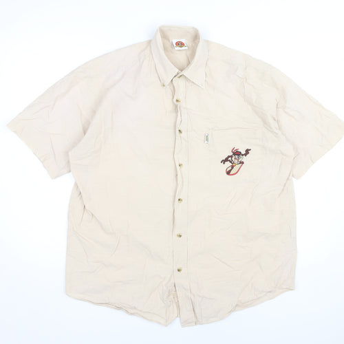 Looney Tunes Men's Beige Short Sleeve Shirt, Size 41/42