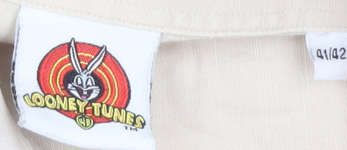Looney Tunes Men's Beige Short Sleeve Shirt, Size 41/42