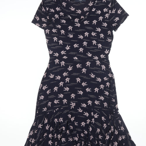 Next Women's Black Animal Print Sheath Dress Size 8