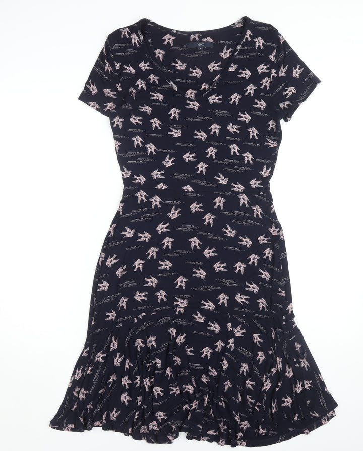 Next Women's Black Animal Print Sheath Dress Size 8