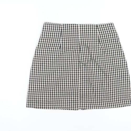 Stradivarius Women's Black Check Skirt Size 8
