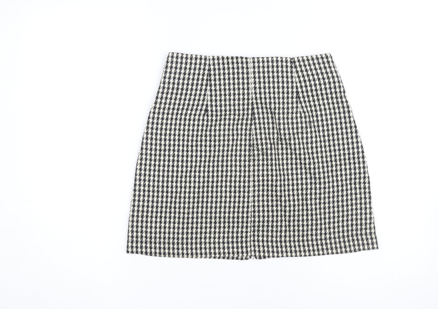 Stradivarius Women's Black Check Skirt Size 8