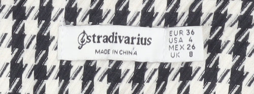 Stradivarius Women's Black Check Skirt Size 8