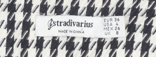 Stradivarius Women's Black Check Skirt Size 8