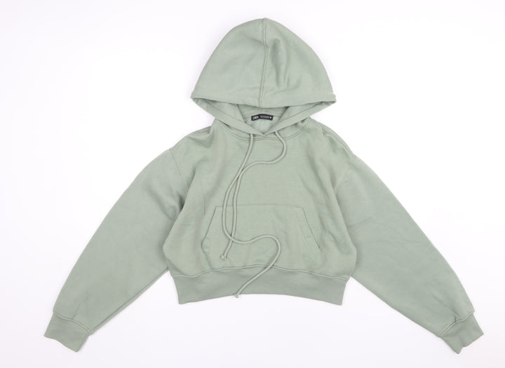 Zara Women's Green Pullover Hoodie Size 12