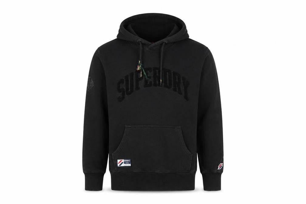 Front view of Superdry Men's Black Pullover Hoodie S